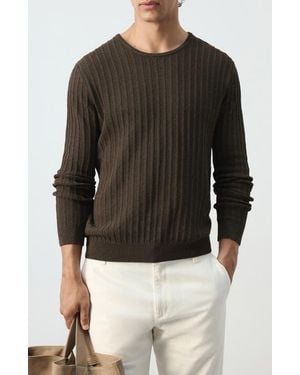 Mango Crewneck Rib Sweater - Black