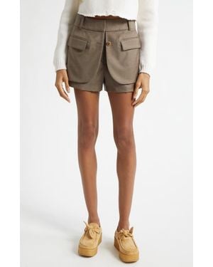 Monse Jacket Hem Wool Shorts - Natural