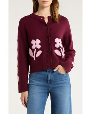 Rails Mavie Intarsia Floral Cardigan - Red