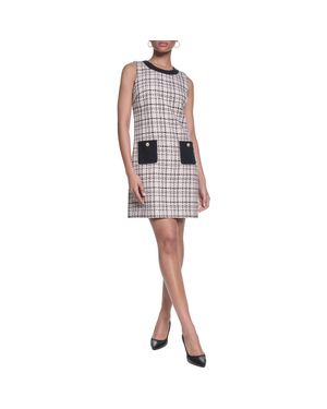 KARL LAGERFELD Contrast Stitch Sleeveless Tweed Minidress - Multicolor