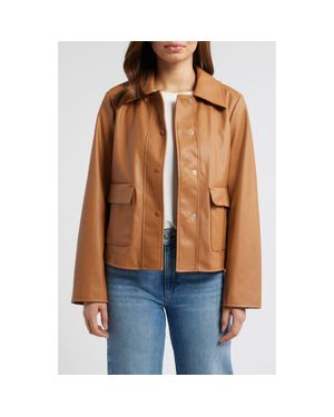 Sam Edelman Faux Leather Swing Jacket - Brown