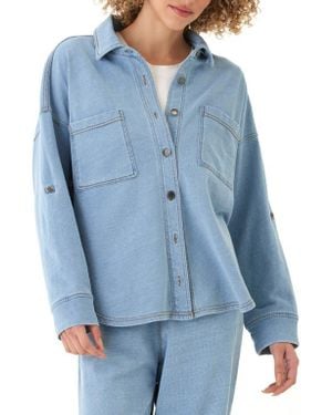 Threads For Thought Blaire Denim French Terry Button-Up Shirt - Blue