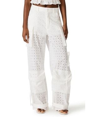 Steve Madden Cotton Eyelet Cargo Pants - White
