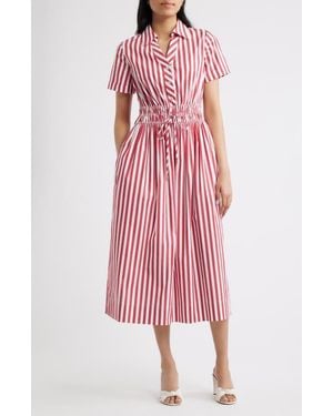 Julia Jordan Stripe Cotton Blend Shirtdress - Pink