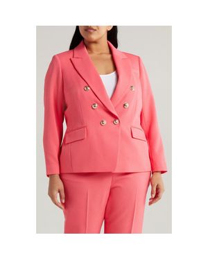 Tahari Double Breasted Twill Blazer - Red