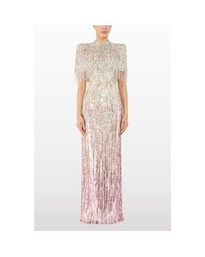 Jenny Packham Ellen Mock-Neck Beaded Top - Natural