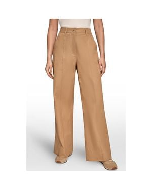 Donna Karan Pintuck High Waist Cotton Wide Leg Pants - Natural