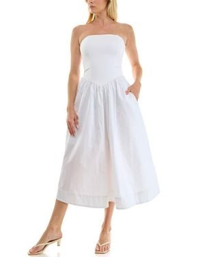 Socialite Mixed Media Strapless Midi Dress - White