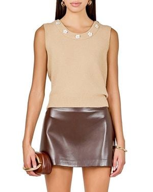 Endless Rose Floral Appliqué Sweater Vest - Natural