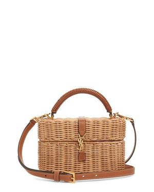 Saint Laurent Gaby Wicker Vanity Bag - Brown