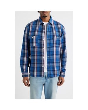 Edwin Plaid Cotton Button-Up Work Shirt - Blue
