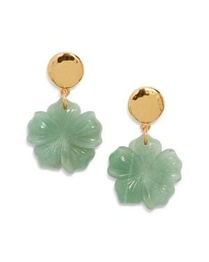 Nest Aventurine Flower Drop Earrings - Green