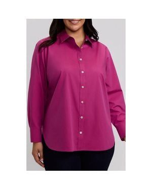 Foxcroft Meghan Non-Iron Cotton Button-Up Shirt - Pink