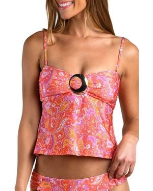 Sunshine 79 Paisley Daze Crop Tankini Top - Pink