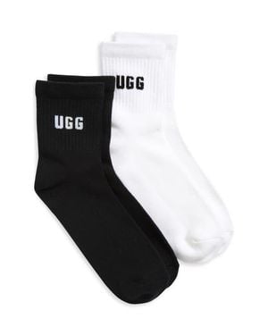 UGG Quinlin Assorted 2-Pack Logo Quarter Socks - Black