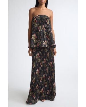 Cinq À Sept Ros Strapless Pleated Maxi Gown - Black
