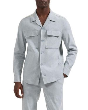 Bugatchi Aerolinen Linen Blend Shirt Jacket - Gray