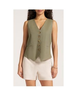 Matty M Davenport Linen Blend Vest - Green