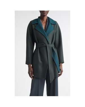 St. John Wool & Cashmere Double Face Twill Coat - Black