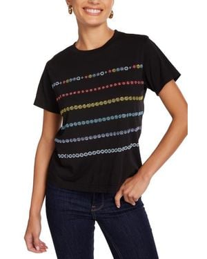 Lauren Moshi Ursula Crystal Evil Eye Stripe Top - Black