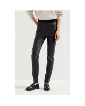 Brunello Cucinelli Stretch Nappa Leggings - Black