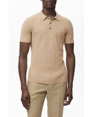 Mango Band Collar Button-Up Shirt - Natural
