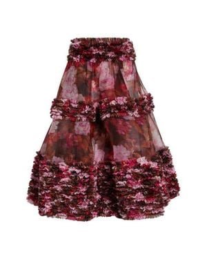 Zimmermann Kindred Spirit Luna Ruffle Silk Organza Midi Skirt