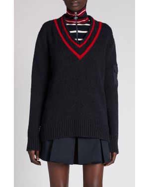 Moncler Padded V-Neck Sweater - Blue