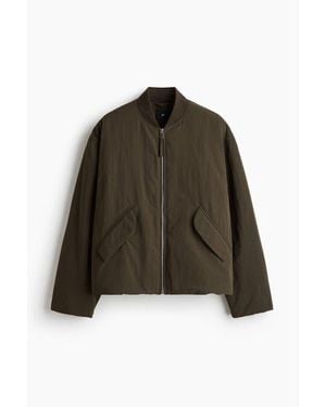 H&M Loose Fit Nylon Bomber Jacket - Brown
