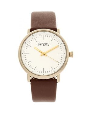 Simplify The 6200 Leather-Strap Watch - Metallic