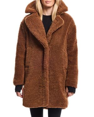 Sam. Faux Shearling Coat - Brown