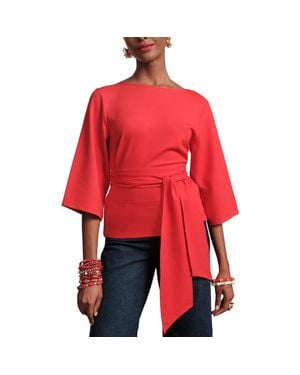 Frances Valentine Whitney Wrap Top Solid Viscose Blend Viscose Blend - Red