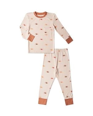 Everly Grey Emerson Fitted Long Sleeve 2-Piece Pajamas - White