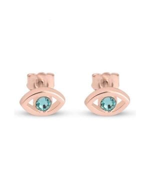 Melanie Marie Evil Eye Birthstone Stud Earrings - Pink