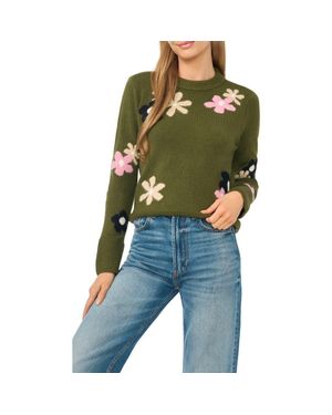 Cece Floral Crewneck Sweater - Green