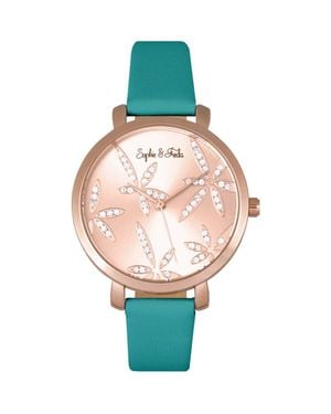 Sophie & Freda Sophie & Freda Key West Leather-Band Watch W/Swarovski Crystals - Metallic