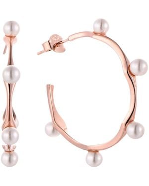 Akalia Waterproof Pearl Beads Round Half Hoop Earring - Natural