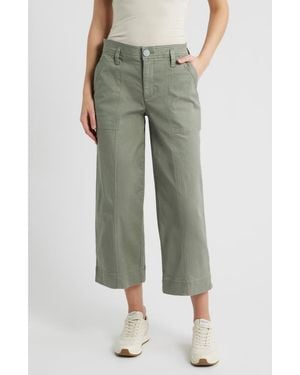 Wit & Wisdom Skyrise Crop Wide Leg Utility Pants - Green