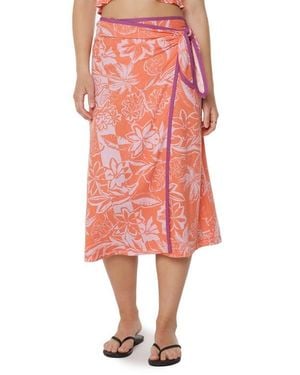 Roxy Palma Floral Wrap Skirt - Red