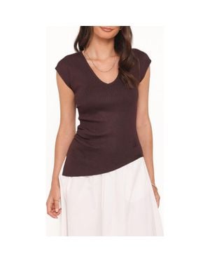 Petal & Pup Side Ruched Knit Top - Purple