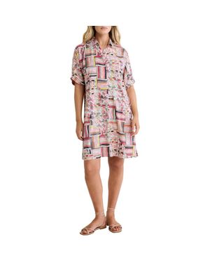NIC+ZOE Devon Colorweave Cotton Blend Shift Shirtdress - Pink
