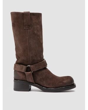 Officine Creative Dana 004 Suede Harness Boots - Brown