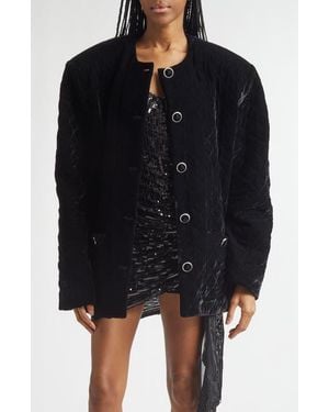 Area Quilted Velvet Lady Jacket - Black
