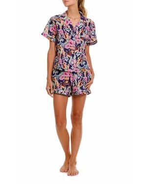 The Lazy Poet Nina Floral Cotton Short Pajamas - Red