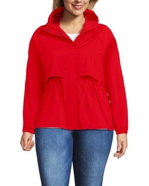 Lands' End Plus Size Squall Packable Rain Jacket - Red