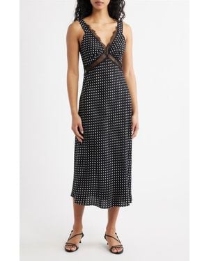 Lucy Paris Kennedy Eyelash Lace Trim Midi Slipdress - Black