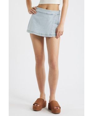 BP. Low Rise Wrap Denim Skirt - White
