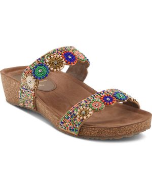 AZURA BY SPRING STEP Bahama Embellished Slide Sandal - Brown