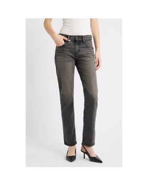 Moussy Bellview Slim Straight Leg Jeans - Gray