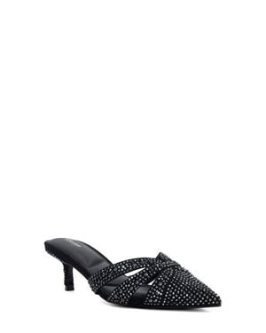 Dune Calla Pointed Toe Kitten Heel Mule - Black